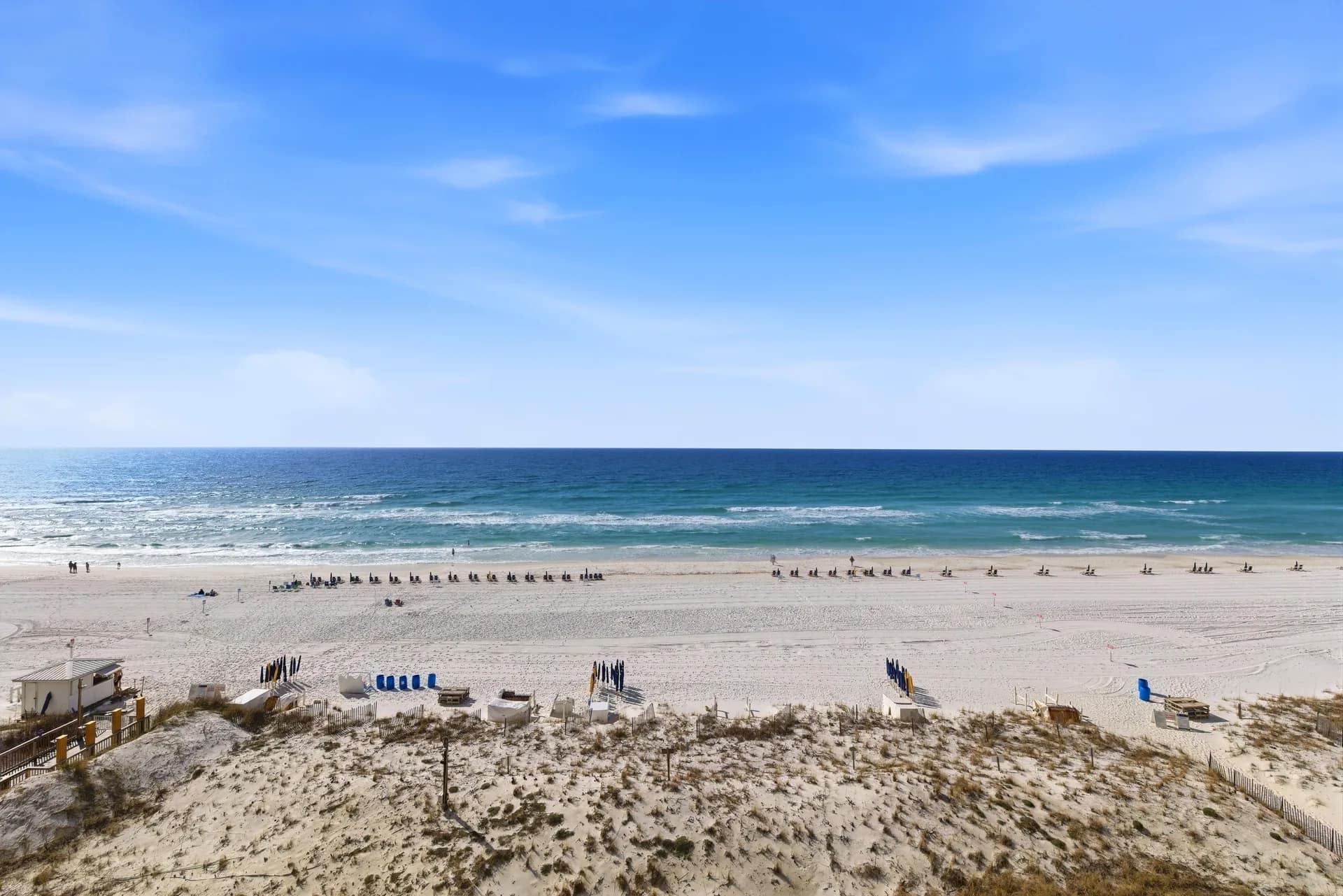 Direct view of Destin's white-sand beach and emerald Gulf from Unit 707