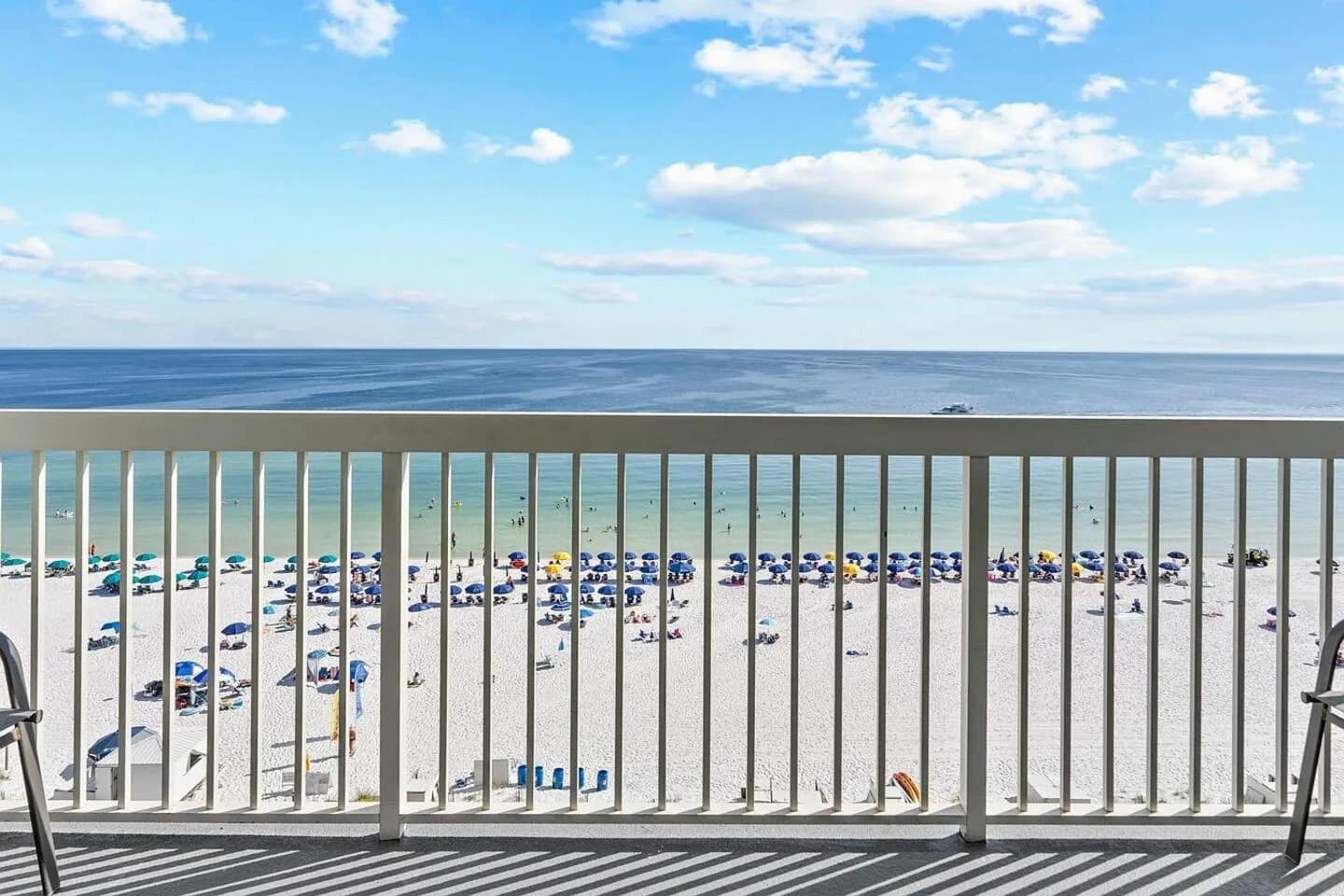 White-sand Destin beach and Gulf seen from the Unit 1006 balcony