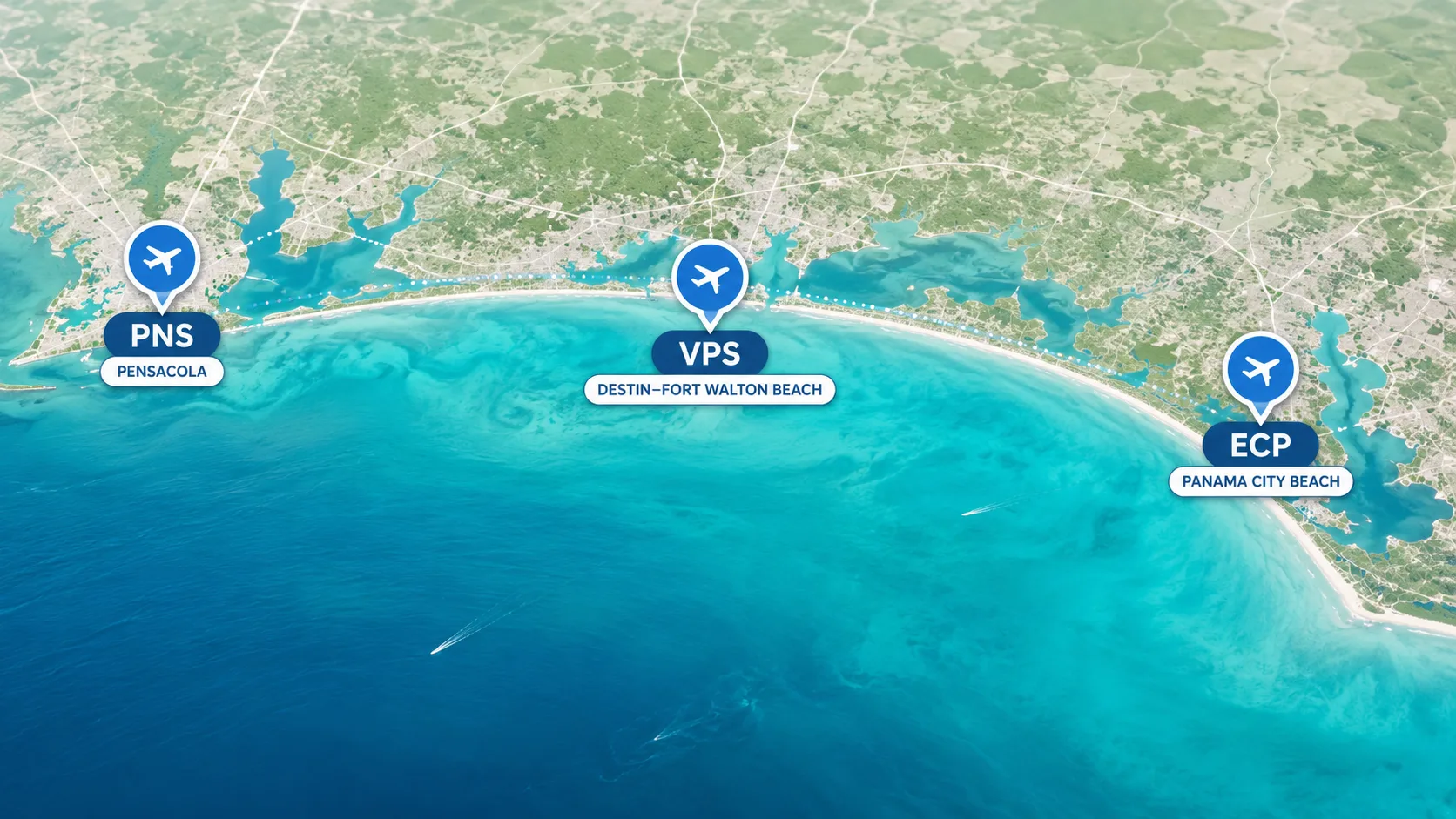 Florida Panhandle airport comparison map